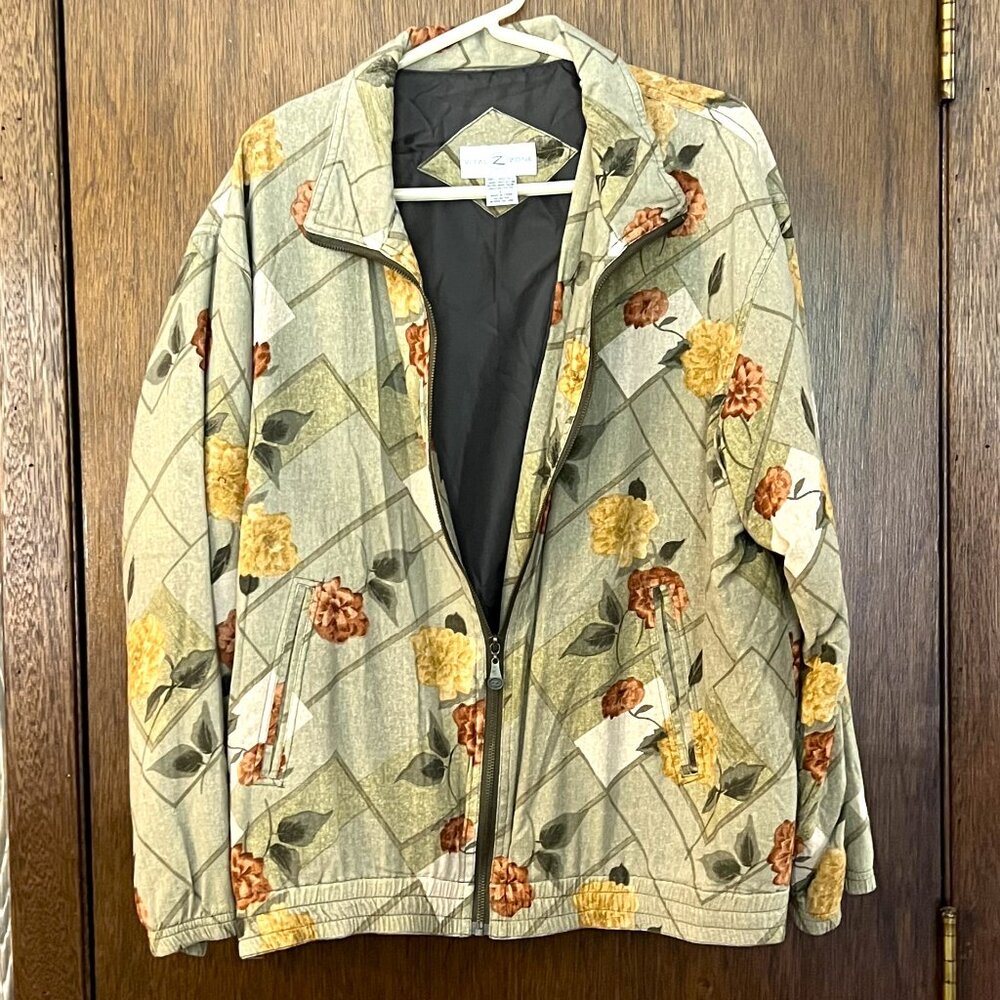 Light Weight Spring Floral Print Zip Front Jacket